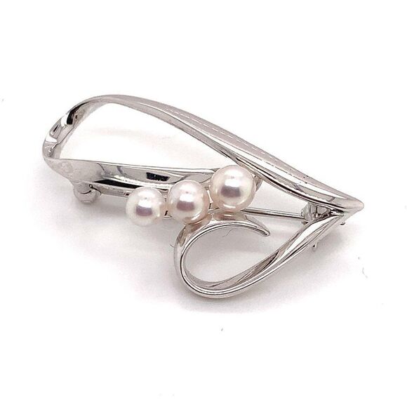 Mikimoto Estate Pin Brooch Sterling Silver 3.14 Gr 4.55 mm M153 - Picture 4 of 11